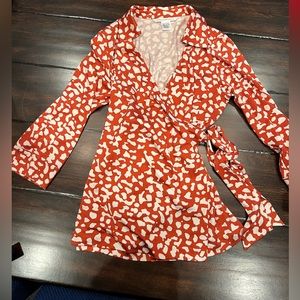 Diane Von Furstenberg Jilletta wrap maternity top, silk, size L